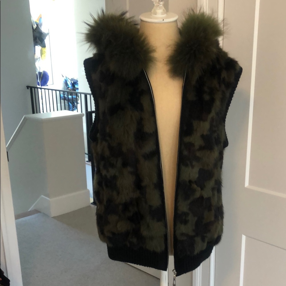 MITCHIE’S Camouflage Fur Vest with Hood
